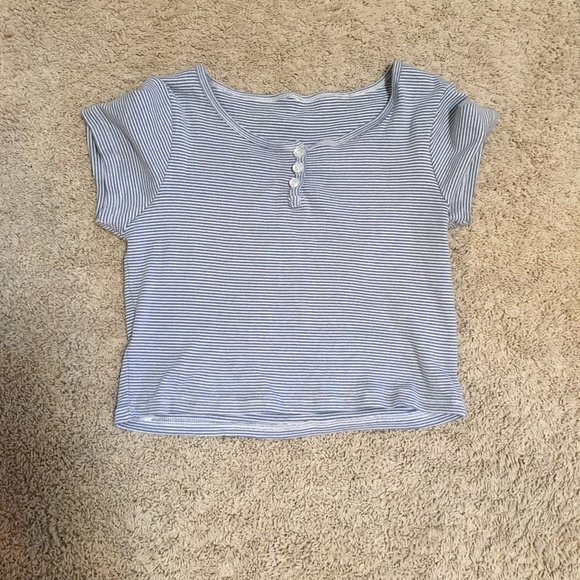 Brandy Melville Tops - light blue brandy Melville striped crop top